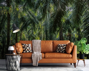 Tropical Palm Tree Garden Wallpaper, Palm Tree Forest Plantation Peel & Stick Wall Mural, Self Adhesive Trees Wall Decor