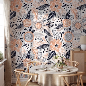 Abstrakte flache Tapete im Kunststil zum Abziehen und Aufkleben, zeitgenössisches Wandbild, selbstklebende Wandkunst für Wohnzimmer