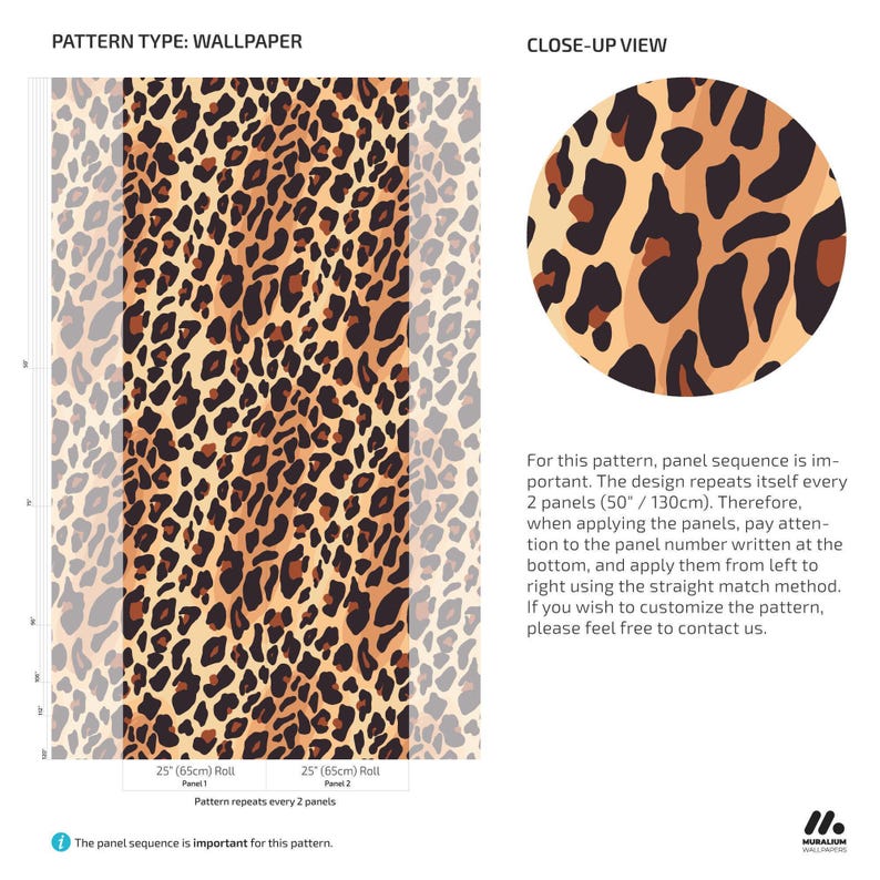 Chic Leopard Skin Print Wallpaper, Animal Print Peel & Stick Mural ...