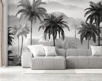 Black And White Palm Trees Illustrati...