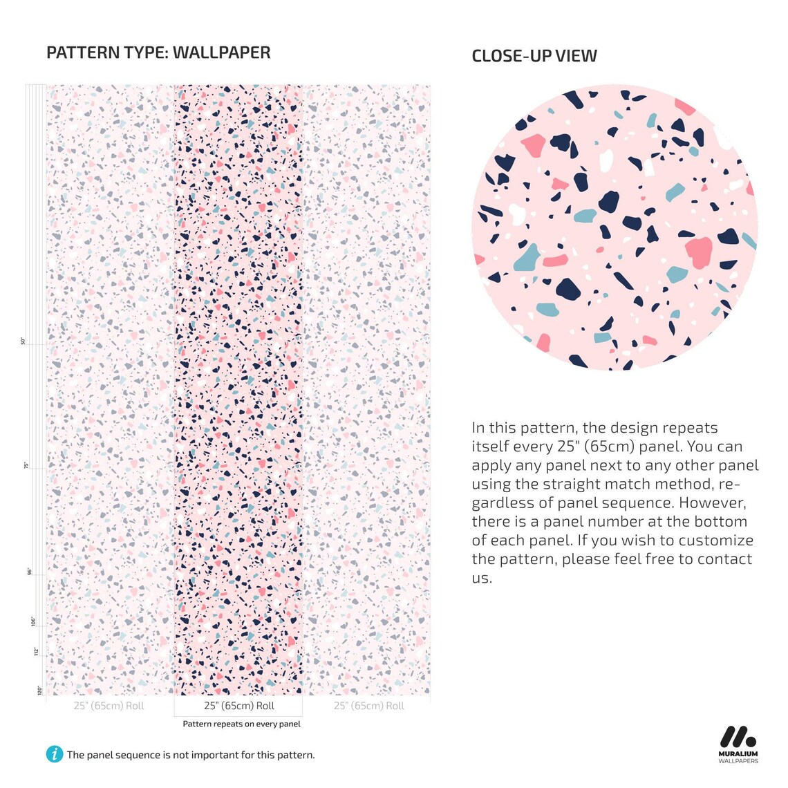Colorful Terrazzo Illustrations Peel & Stick Wallpaper, Pink Abstract ...