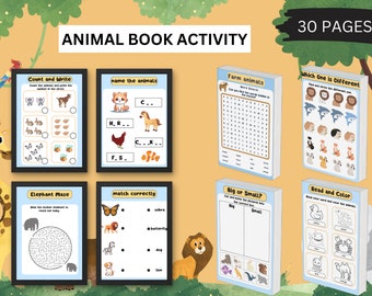 Printable Animal Activity Book for Kids- Digital Download, Educational Fun, Home Learning,Fun Learning Book,Animal Activity Book,