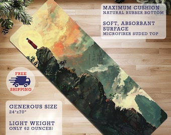 Mountain Yogi Yoga Mat: Natural Rubber Microfiber Suede - 24"x70"