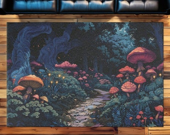 Moonlit Forest Area Rug | Whimsical Toadstool Path Design