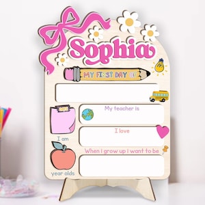 Personalized First Day School Sign, Back to School Sign, Kindergarten 1st Day of School Sign Reusable, Custom First Day School Sign
