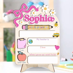 Personalized First Day School Sign, Back to School Sign, Kindergarten 1st Day of School Sign Reusable, Custom First Day School Sign