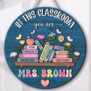 Custom 3D Teacher Name Door Hanger; Personalized Classroom Decor, School Welcome Sign, Appreciation Gift
