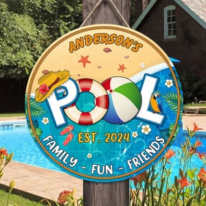Personalized Pool Sign, Backyard Pool Decor, Personalized Pool & Patio Sign, Swimming Pool Decor, Backyard Sign, Modern Poolside Decor