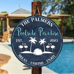 Personalized Pool Sign, Backyard Pool Decor, Personalized Pool & Patio Sign, Swimming Pool Decor, Backyard Sign, Modern Poolside Decor