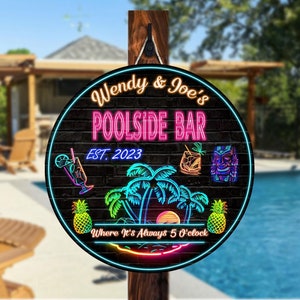 Personalized Pool Sign, Backyard Pool Decor, Personalized Pool & Patio Sign, Swimming Pool Decor, Backyard Sign, Modern Poolside Decor