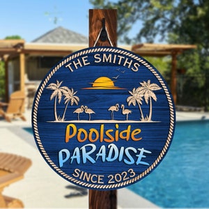 Personalized Pool Sign, Backyard Pool Decor, Personalized Pool & Patio Sign, Swimming Pool Decor, Backyard Sign, Modern Poolside Decor