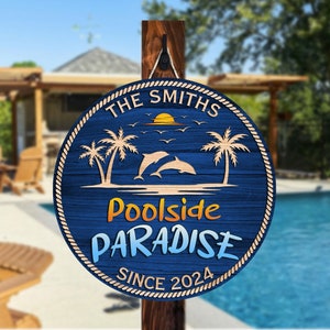 Personalized Pool Sign, Backyard Pool Decor, Personalized Pool & Patio Sign, Swimming Pool Decor, Backyard Sign, Modern Poolside Decor
