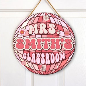 Personalized 3D Teacher Door Sign, Custom 2 Layer Teacher Door Sign, Back To School Gift, Groovy Teacher Door Hanger, Classroom Decoration