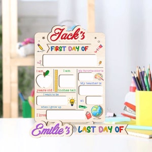First & Last Day of School Interchangeable Sign, Custom First Day At School Sign, Personalized Wooden School Board Gift for Student