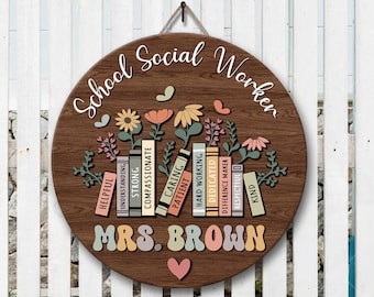 Social Worker 3D Door Hanger, Advocate Support Empower, Social Work Month, Student Graduation, School Social Worker, Gift For Social Worker