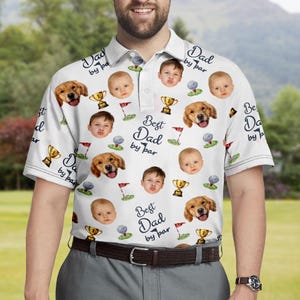 Best Dad By Par Shirt, Custom Face for Golfer, Short Sleeve Golf Shirt Gift for Husband, Father, Personalized Shirt with Face for Men