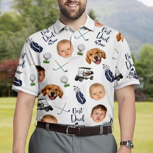Best Dad By Par Shirt, Custom Face for Golfer, Short Sleeve Golf Shirt Gift for Husband, Father, Personalized Shirt with Face for Men