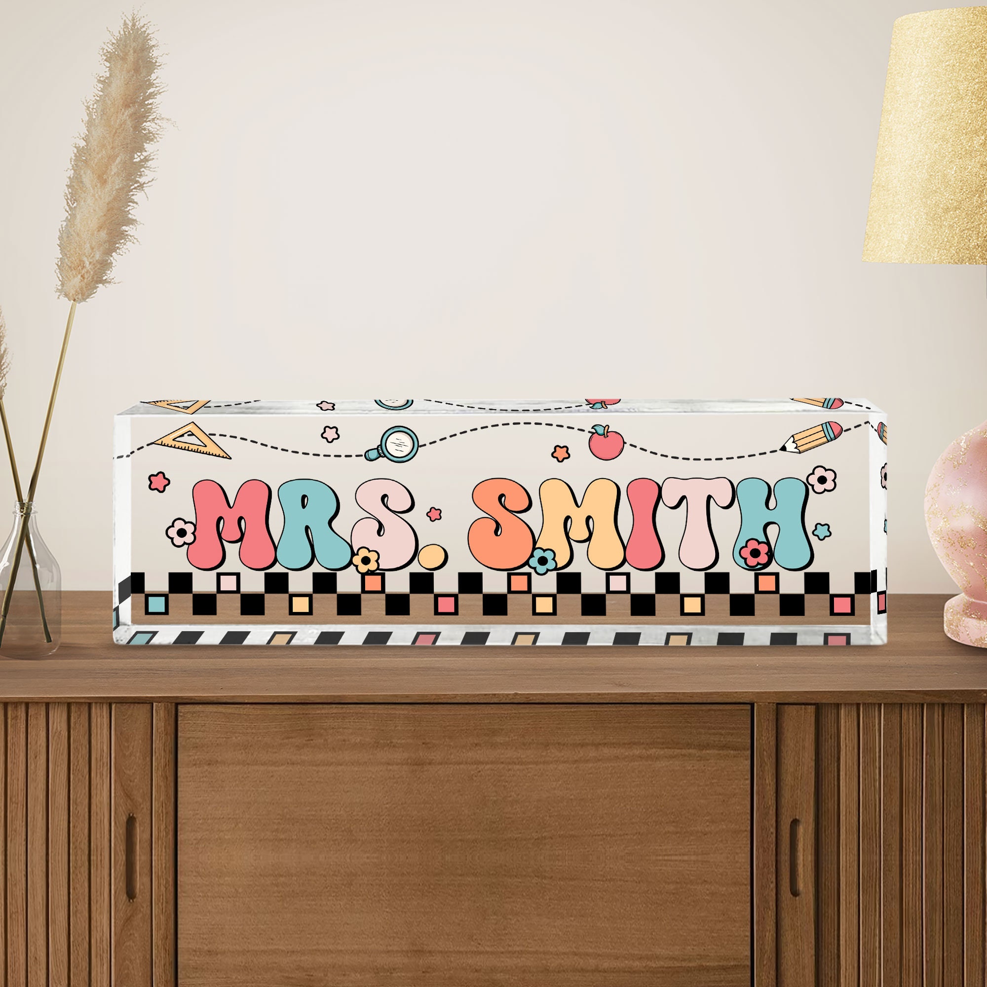 Personalized Acrylic Desk Sign Custom Text Personalized Teacher Desk ...