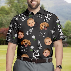 Best Dad By Par Shirt, Custom Face for Golfer, Short Sleeve Golf Shirt Gift for Husband, Father, Personalized Shirt with Face for Men