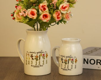 Custom Grandma's Garden Flower Vase, Mother's Day Gift, Custom Grandkid Name Flower Vase, Grandma Gift, Grandma Flower Vase, Wildflower Gift