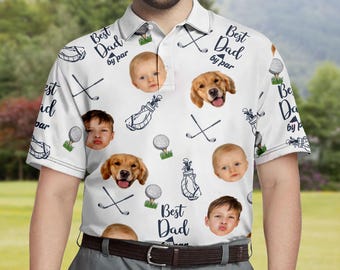 Best Dad By Par Shirt, Custom Face for Golfer, Short Sleeve Golf Shirt Gift for Husband, Father, Personalized Shirt with Face for Men