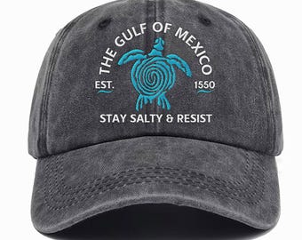 Stay Salty Gulf of Mexico Embroidered Hat, Ridley Turtle Resist Cap for Democrats