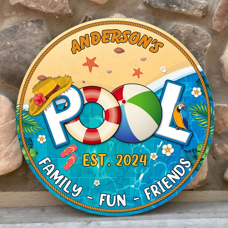 Pool Signs Custom Custom Modern Poolside Sign, Personalized Backyard Decor for Swimming ...