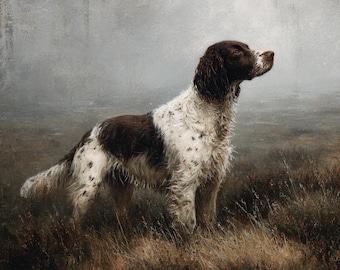 Obraz ścienny z psem myśliwskim springer spaniel | Sztuka sportów terenowych (do pobrania natychmiast)