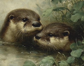 Otter Wall Art Print | Wildlife Nature Artwork (Digital Download)