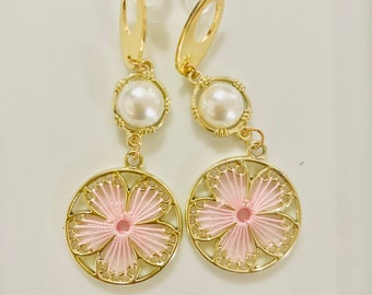 Sakura Earrings, Cute, Pink, kawaii, flower, gift for her