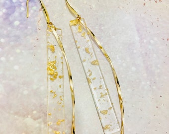 Gold acrylic Bar earrings