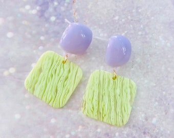 Mid-century Purple and Green Acrylic Modern earrings