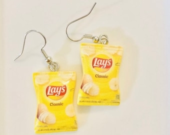 Potato chips earrings, Funny earrings