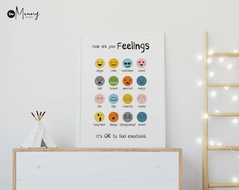 Feeling Emotions Colorful Poster For Kids A4 and A5 School Poster Bedroom Poster Kids Poster Autism Poster