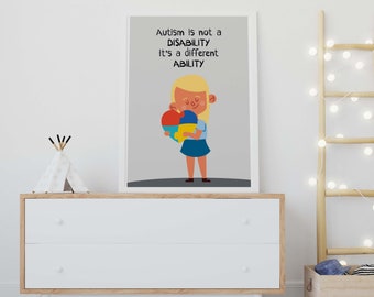 Autism Ability Girl Poster A4 and A5 School Poster Bedroom Poster Kids Poster Autism Poster