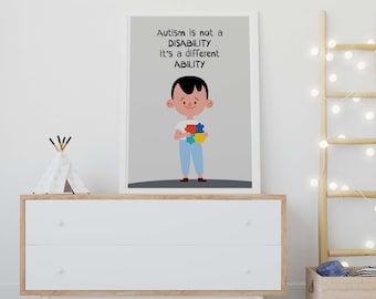 Autism Ability Boy Poster A4 and A5 School Poster Bedroom Poster Kids Poster Autism Poster