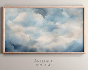Arte de cielo en acuarela para Samsung Frame TV: Nubes azules (Descarga digital)