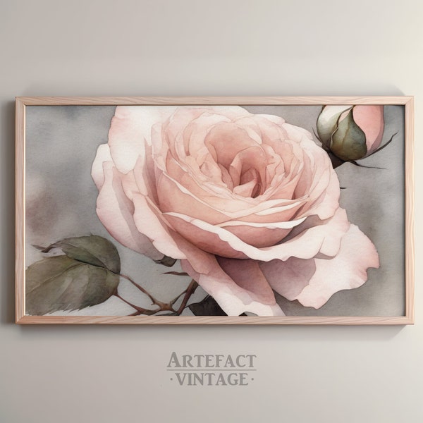 Samsung Frame TV Art | Watercolor roses painting Art | fine art decor for TV | romantic art Download for Frame TV | watercolor art File