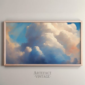 Samsung Frame TV Art | Sunset-lit Billowing Clouds Painting | Cloud Art for TV | Sky Decor Digital Download for Frame TV | cloud art file