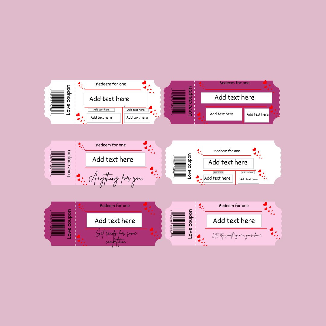 Printable Customizable Couples Love Coupons, Valentines Day, Romance - Etsy