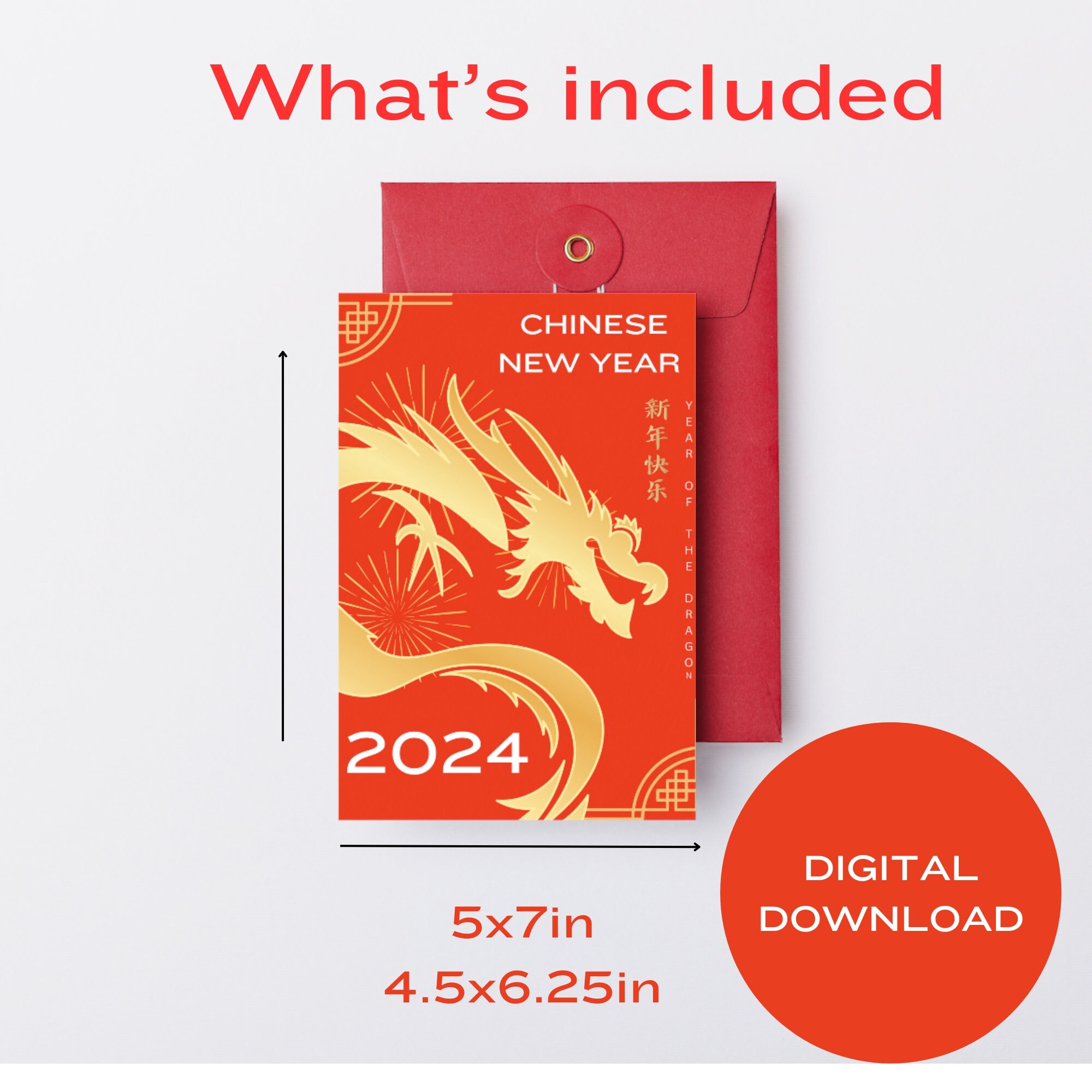 Chinese New Year Card 2024 | Chinese New Year Card | Lunar New Year ...