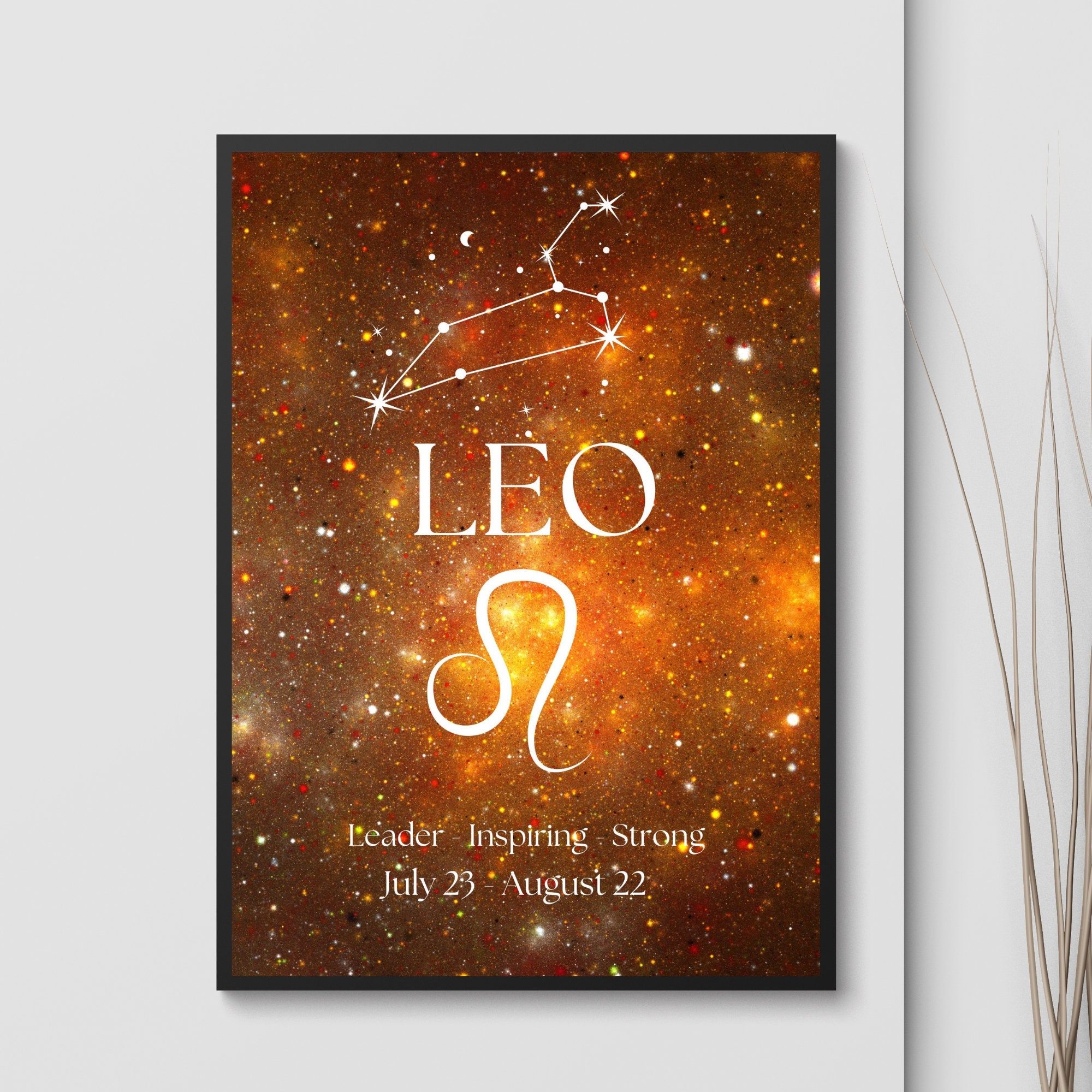 Leo Zodiac Sign Art Print | Galaxy Horoscope Artwork (digital