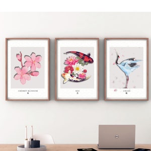 Japanese Wall Art Set of 3 prints | Japanese art prints  | Gallery Wall Set | Japan home decor | Asian Printable Art | Tryptic Wall Art