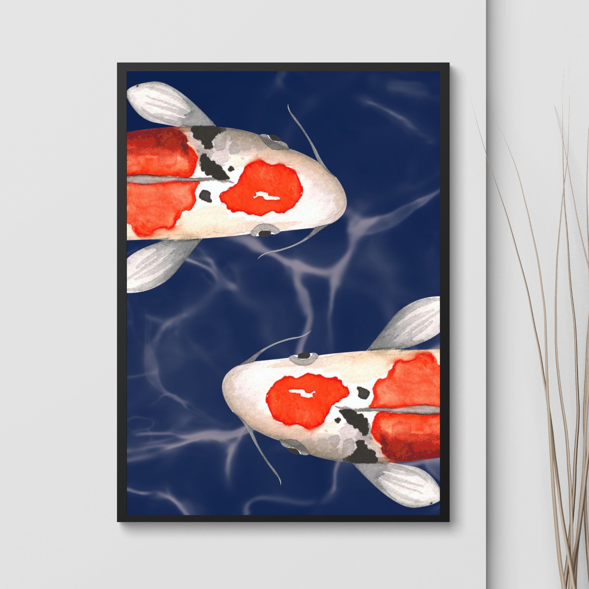 Japanese Koi Fish Wall Art | Set of 3 Japanese Prints | Tryptic Wall ...