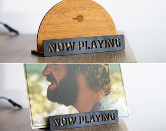 Now Playing Vinyl Record Stand, Freestanding LP Display, "NEW YORK", Desk Vinyl Record Stand, Minimalist Standalone Vinyl Record Stand