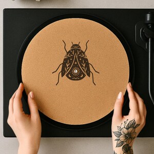 Cork Slipmat for Turntable – Handmade Vinyl Record Mat, DJ Slipmat Gift, Custom Audiophile Accessory, Gift for Vinyl Lover