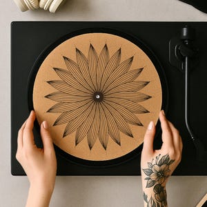 Cork Slipmat for Turntable – Handmade Vinyl Record Mat, DJ Slipmat Gift, Custom Audiophile Accessory, Gift for Vinyl Lover