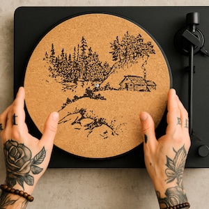 Cork Slipmat for Turntable – Handmade Vinyl Record Mat, DJ Slipmat Gift, Custom Audiophile Accessory, Gift for Vinyl Lover