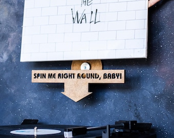 Vinyl Record Holder, Wall Mount - VINILO - Now playing, Hand-painted Wooden Vinyl Record Stand