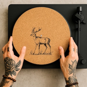 Cork Slipmat for Turntable – Handmade Vinyl Record Mat, DJ Slipmat Gift, Custom Audiophile Accessory, Gift for Vinyl Lover